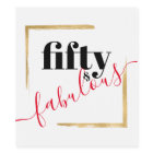 Black Red 50 & Fabulous 50th Birthday Typographic