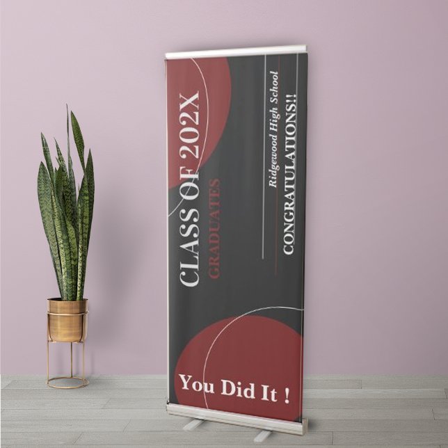 Black Red Abstract 2025 Class Graduation Retractable Banner (Black Red Abstract 2024 Class Graduation Retractable Banner)