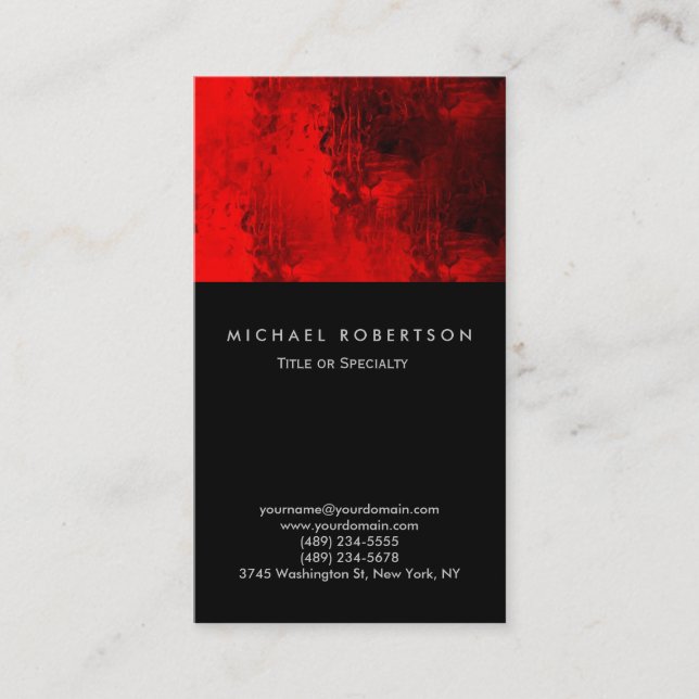 Black Red Abstract Consultant Business Card (Front)