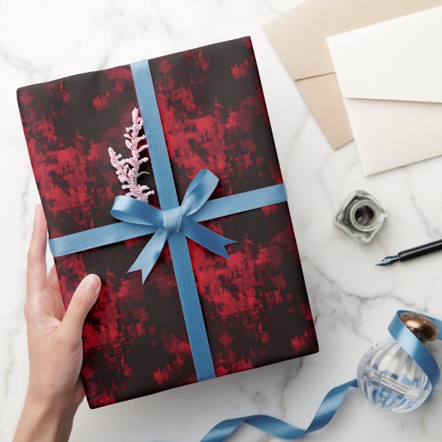 Black & Red Abstract Paint  Wrapping Paper (Gifting)
