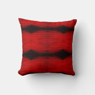 Black, red,  abstract pattern solid back cushion