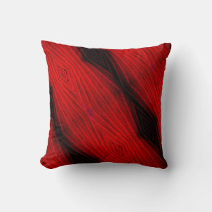 Black, red, abstract pattern solid back cushion