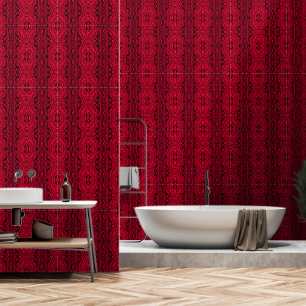 Black Red Abstract Waves Pattern Custom Colours Wallpaper