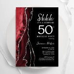 Black Red Agate Surprise 50th Birthday Invitation<br><div class="desc">Black red and white agate surprise 50th birthday party invitation. Elegant modern design featuring watercolor agate marble geode background,  faux glitter silver and typography script font. Trendy invite card perfect for a stylish women's bday celebration. Printed Zazzle invitations or instant download digital printable template.</div>