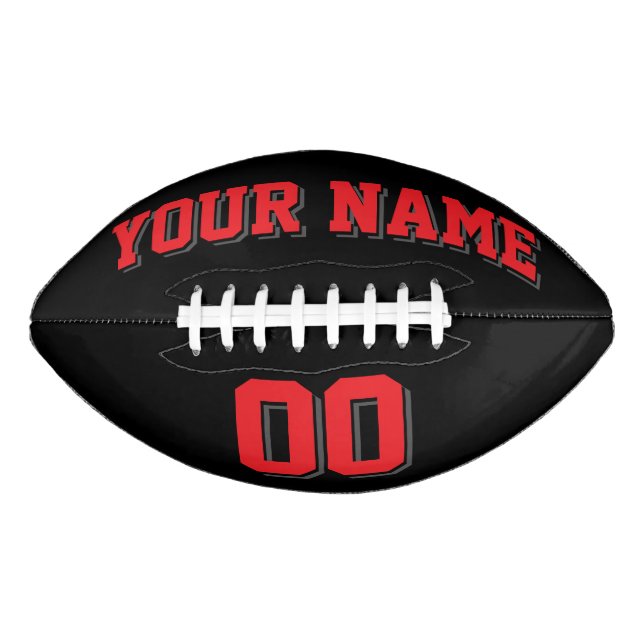 BLACK RED AND CHARCOAL GRAY Custom Football American Football (Front)