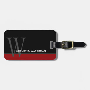 Black, Red and Charcoal Grey Colorblock Design Luggage Tag