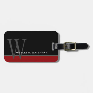 Black, Red and Charcoal Grey Colorblock Design Luggage Tag