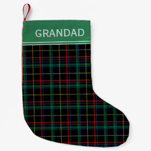 Black, Red and Green Tartan Personalised Small Christmas Stocking