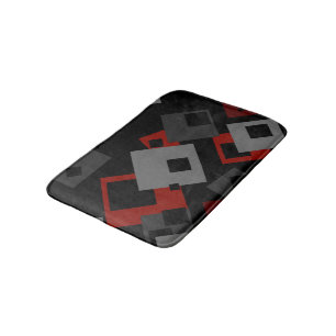 Black red and grey geometric   bath mat