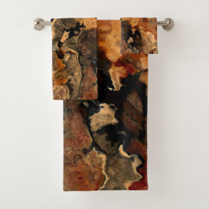 Black, Red and Rust Bath Towel Set