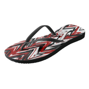 black red and white abstract flip flops