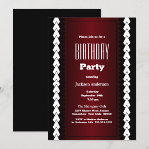 Black Red and White Birthday Party Invitation