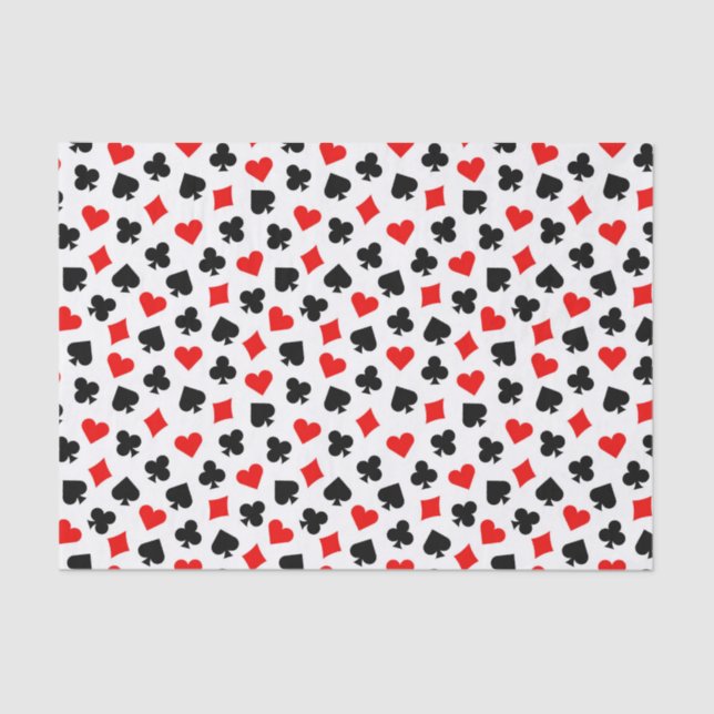 Black Red and White Casino Card Suits Tissue Paper (Front)