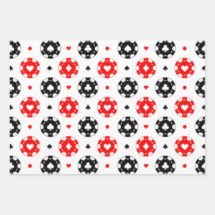 Black Red and White Casino Card Suits Wrapping Paper Sheet