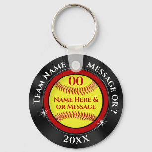 Black, Red and White Cheap Softball Keychains