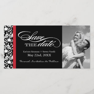 Black, Red and White Damask Save The Date