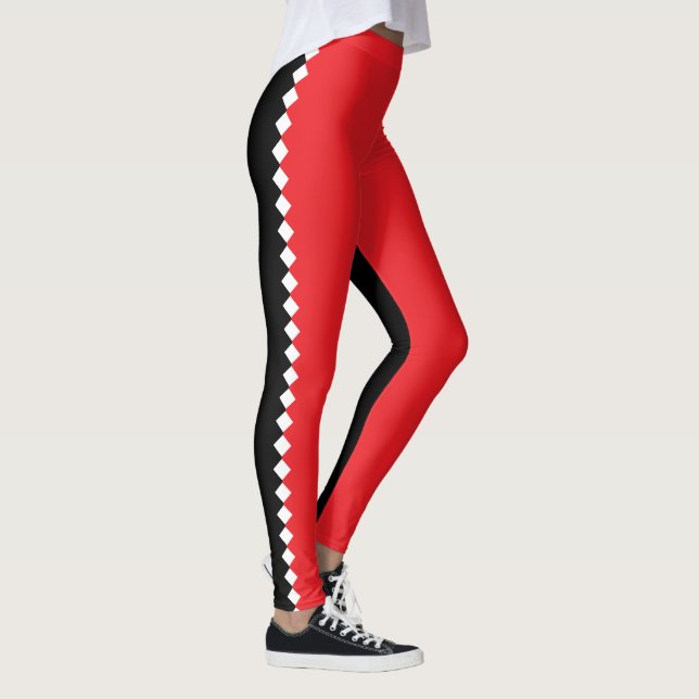 Black, red and white diamond shape Leggings (Right)