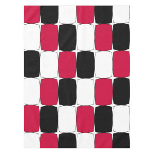 Black, red and white fish eye table cloth