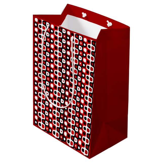black red and white geometric medium gift bag (Back Angled)