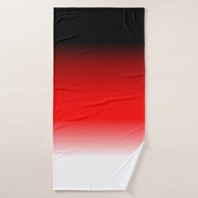 Black, Red and White Gradient Bath Towel Set (Bath Towel)