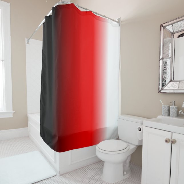 Black, Red and White Gradient Shower Curtain (In Situ)