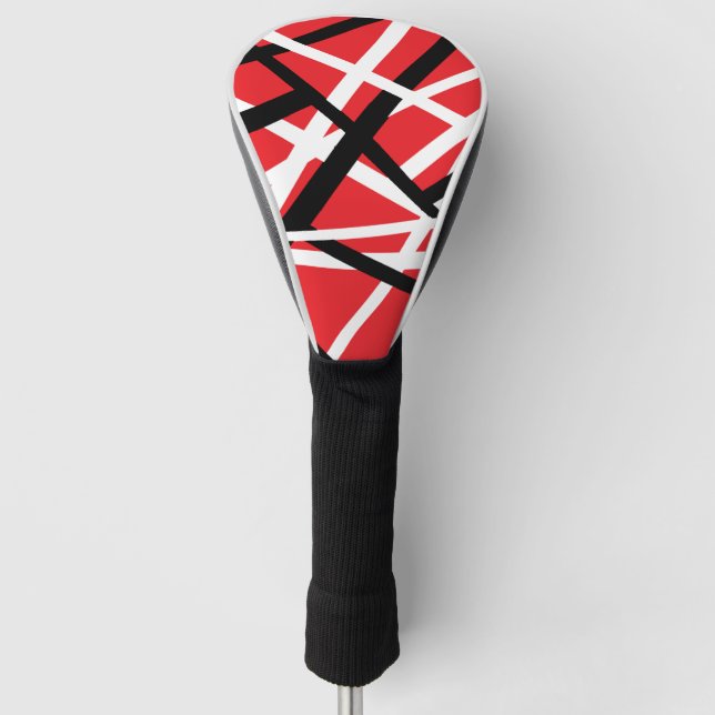 Black, Red, and White Graphic  Golf Head Cover (Front)