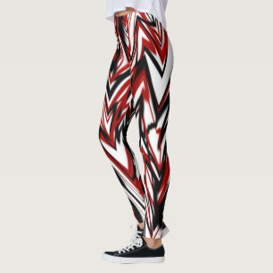 Black Red and White Line Art 2 Leggings