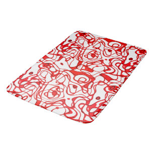 Black, red and White Marbled Abstract   Bath Mat