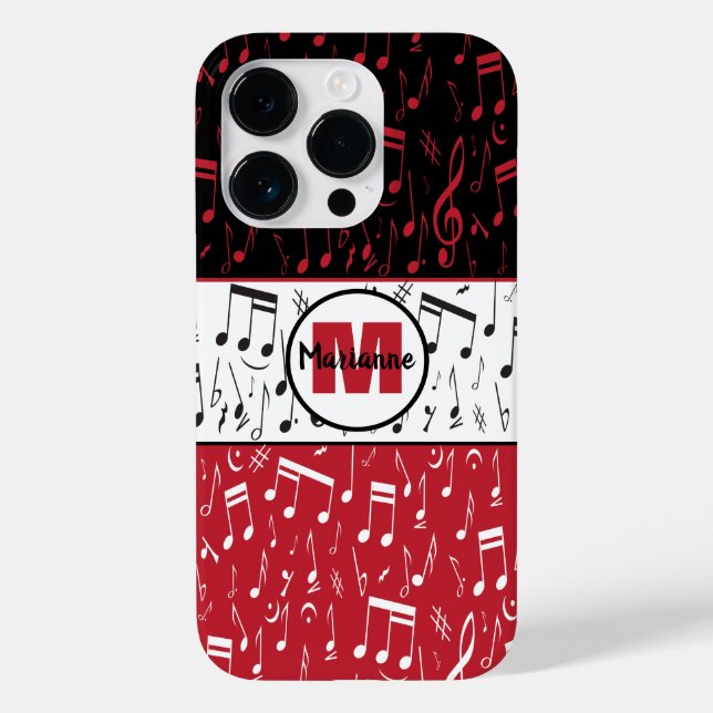 Black red and white music notes Case-Mate iPhone  Case-Mate iPhone Case (Back)