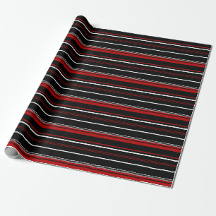 Black red and white stripes wrapping paper