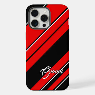 Black, Red And White Stripes - Your Name Template iPhone 15 Pro Max Case