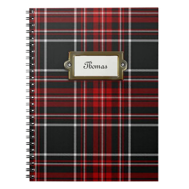 Black, Red, and White Tartan Plaid Notebook (Front)