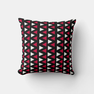 Black, Red and White Triangles Cushion