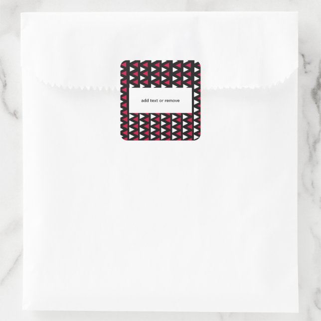 Black, Red and White Triangles Square Sticker (Bag)