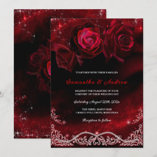 Black Red and White Wedding Invitation