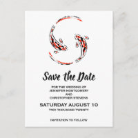 Black & Red Asian Koi Fish Wedding Save the Date