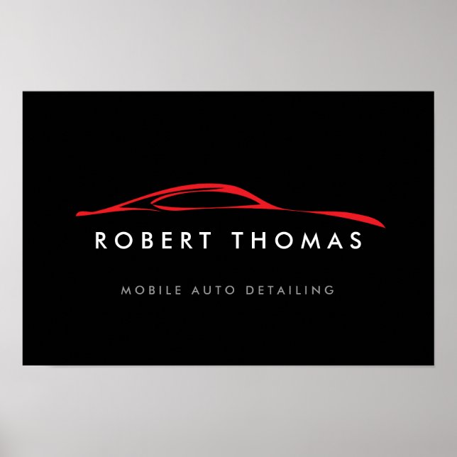 Black/Red Auto Detail/Repair Logo Download Poster (Front)