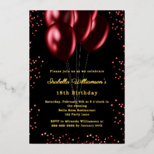 Black red balloons luxury birthday gold