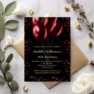 Black red balloons luxury birthday gold