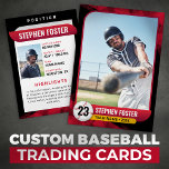 Black & Red Baseball Trading Card Baseball Player<br><div class="desc">Show off your love for the game with this sleek and modern baseball trading card! This fully customisable card is perfect for celebrating your favourite players or creating unique keepsakes for your team. The bold geometric design and personalised details will make this trading card a standout. Add your player's photo,...</div>
