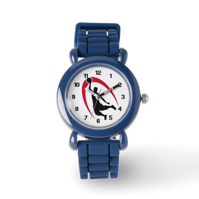 Black Red Basketball Logo Number Watch (Front)