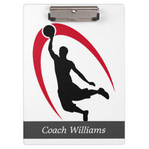 Black Red Basketball Personalised Clipboard