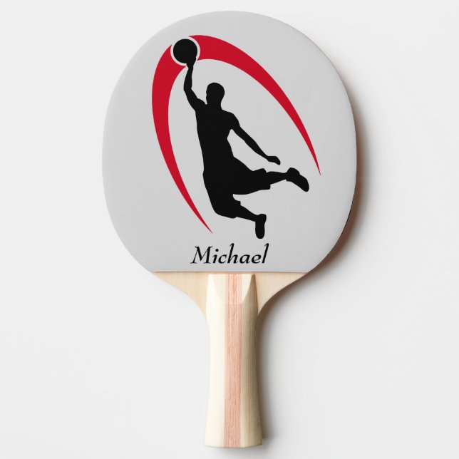 Black Red Basketball Player Personalised Ping Pong Paddle (Front)