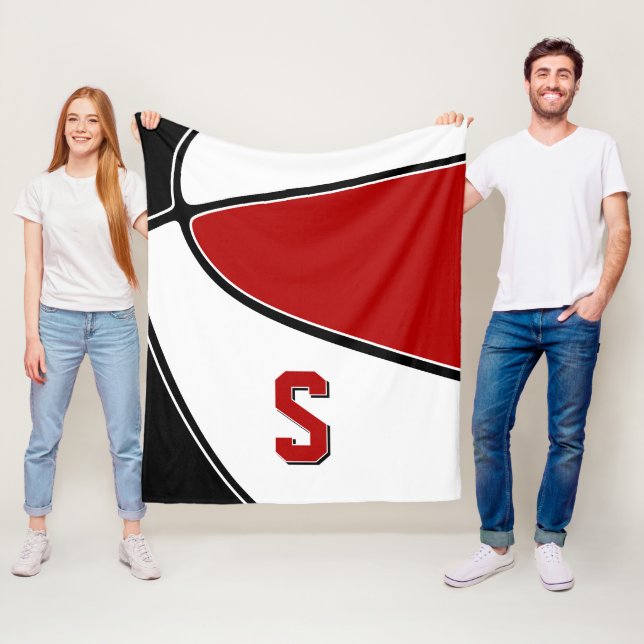 black red basketball team colours boys girls fleece blanket (In Situ)