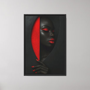 Black & Red Beauty Abstract Canvas Wall Art