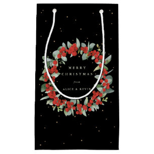 Black Red Berry+Eucalyptus Christmas/Holiday Small Gift Bag