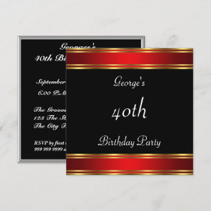 Black Red birthday Party  Black Red Invitation