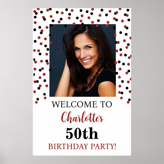Black Red Birthday Party Custom 20x30 Photo Poster (Front)