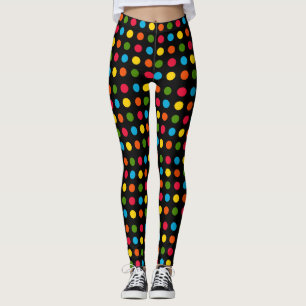Black   Red Blue Green Yellow Orange Polka Dot Leggings