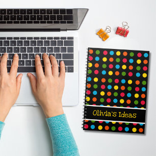 Black   Red Blue Green Yellow Orange Polka Dot Notebook